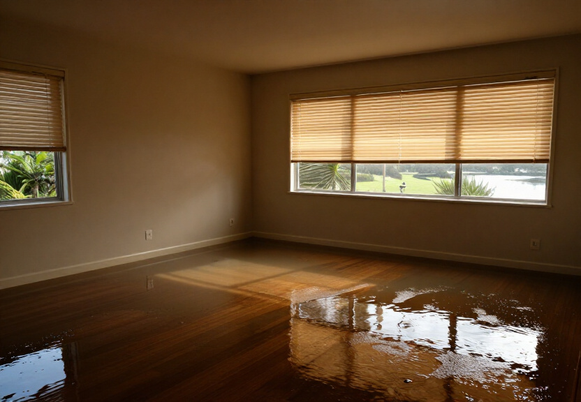 Water-damaged kitchen in Newport before restoration